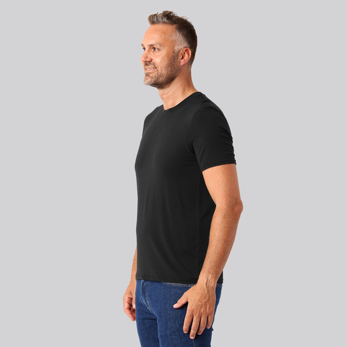 Bambuni bambus t-shirt o-hals sort mænd