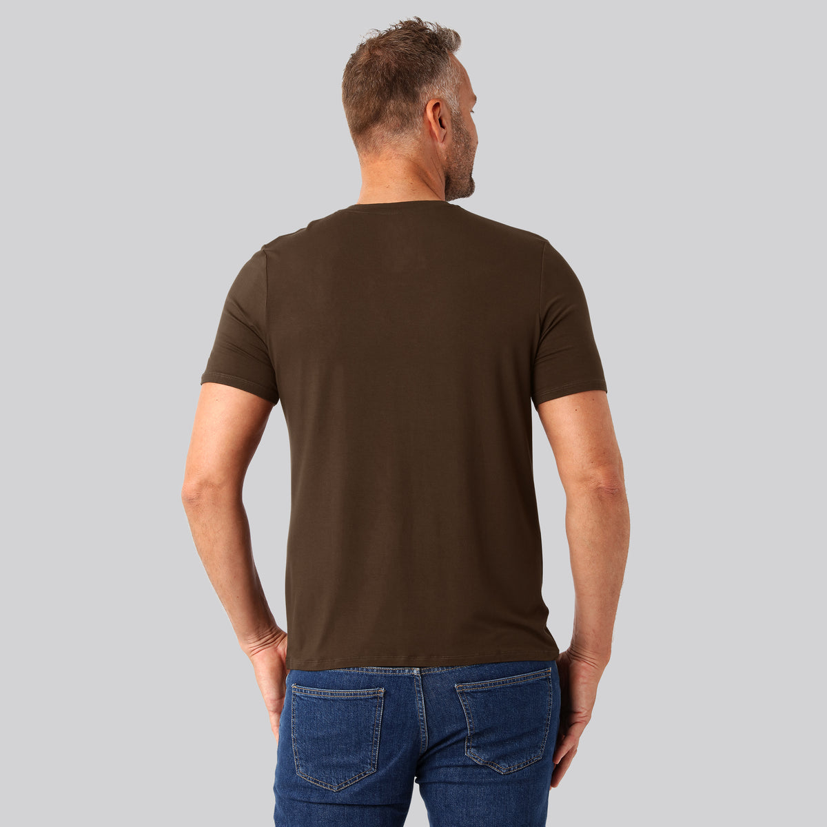 Bambuni bambus t-shirt v-hals brun mand