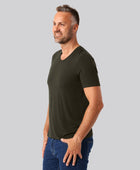 Bambuni bambus t-shirt v-hals mørkegrøn mænd