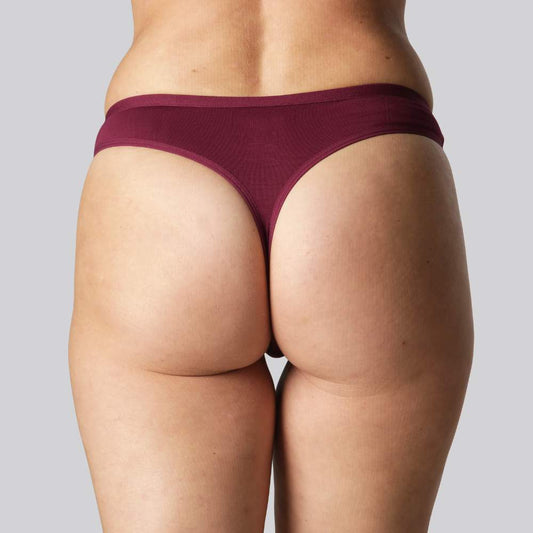 Bamboe string in bordeauxrood