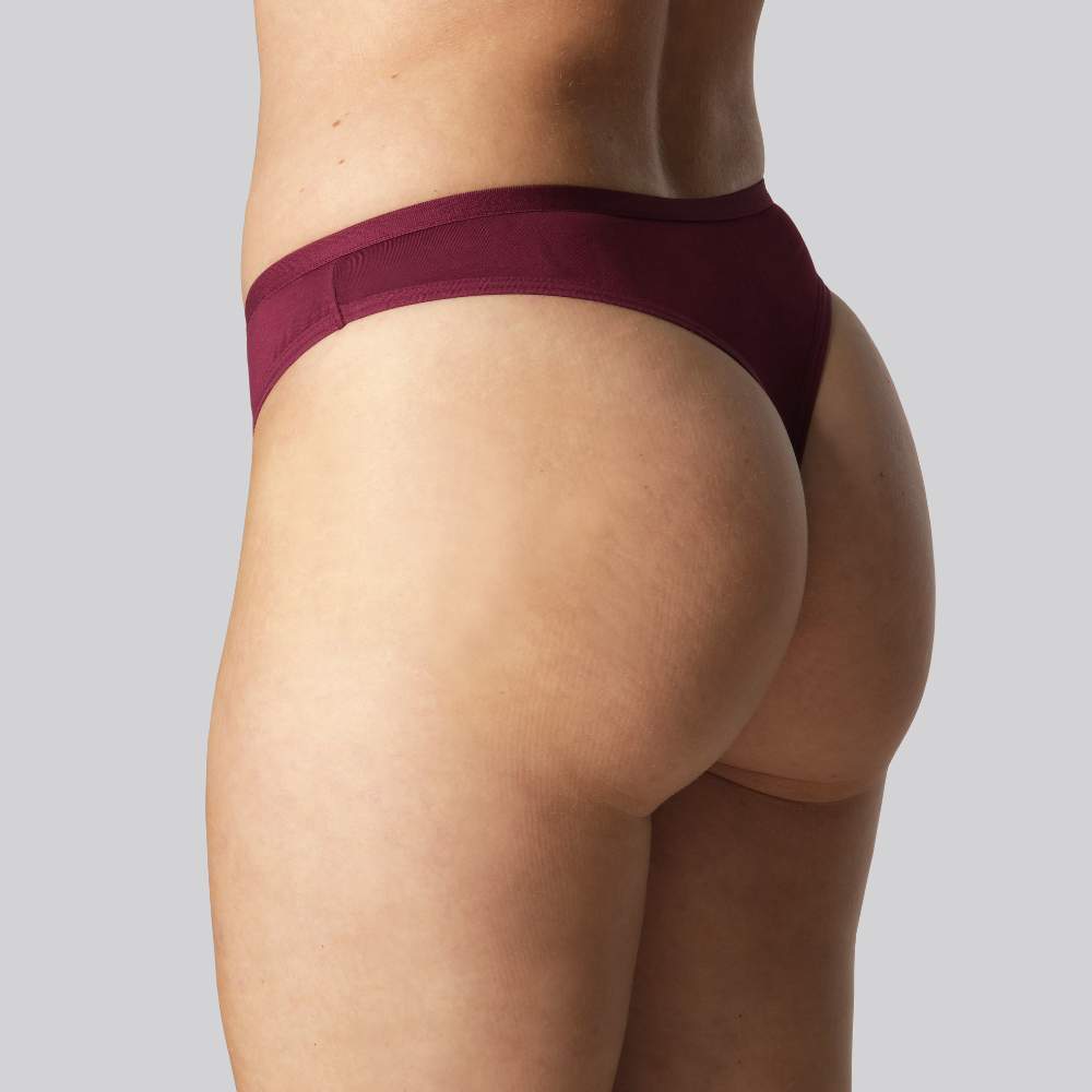 Bamboe string in bordeauxrood