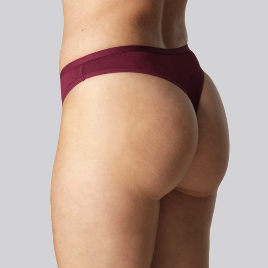 Bamboe string in bordeauxrood