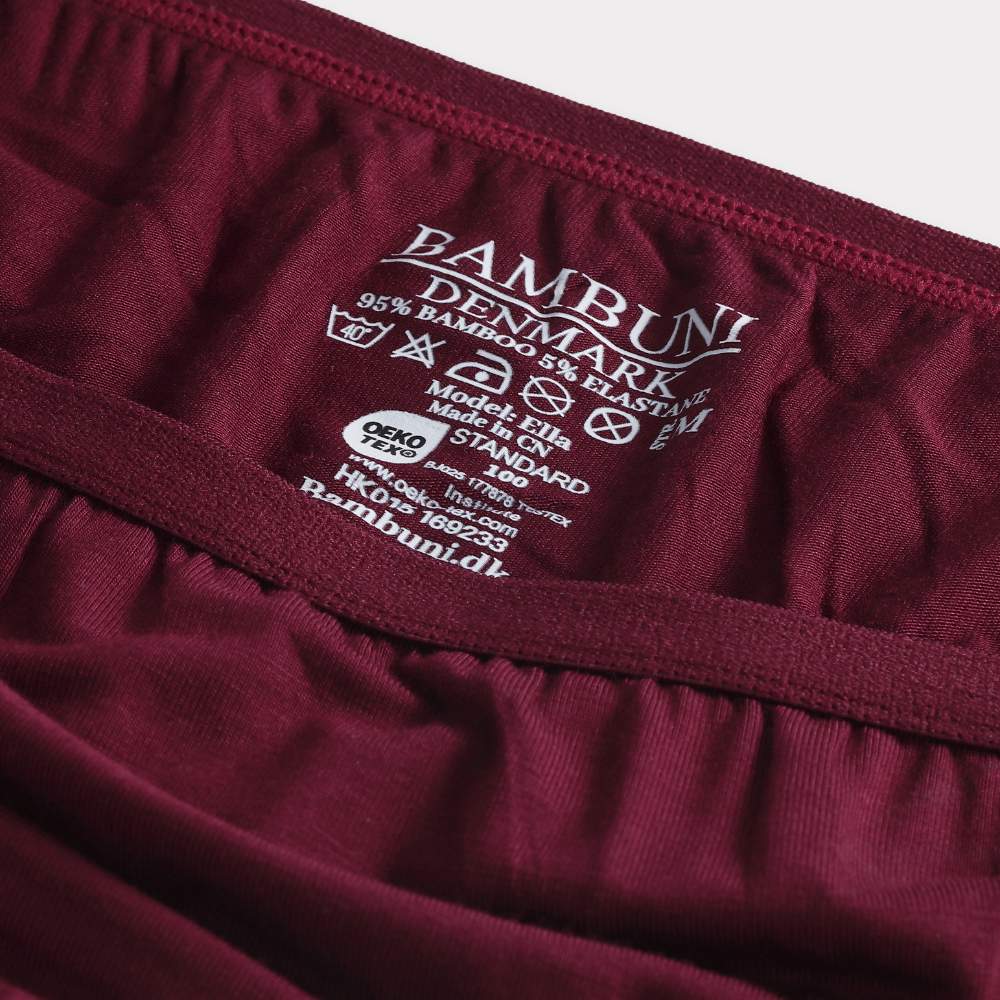 Bamboe string in bordeauxrood