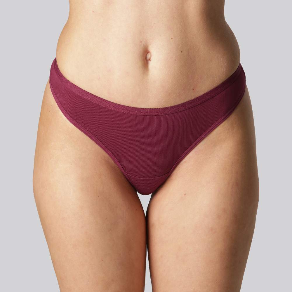 Bamboe string in bordeauxrood