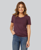 Bamboe T-shirt met V-hals in bordeauxrood voor dames