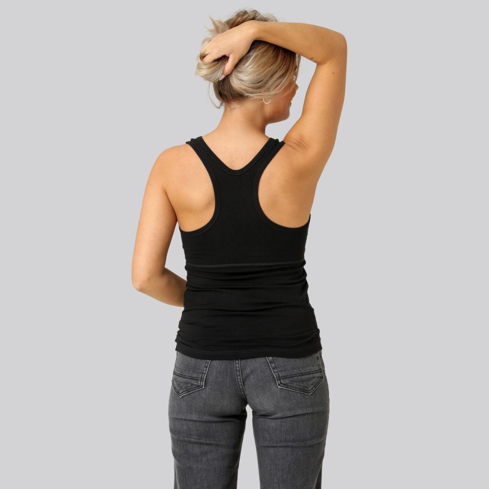 Bamboe top met V-hals in zwart