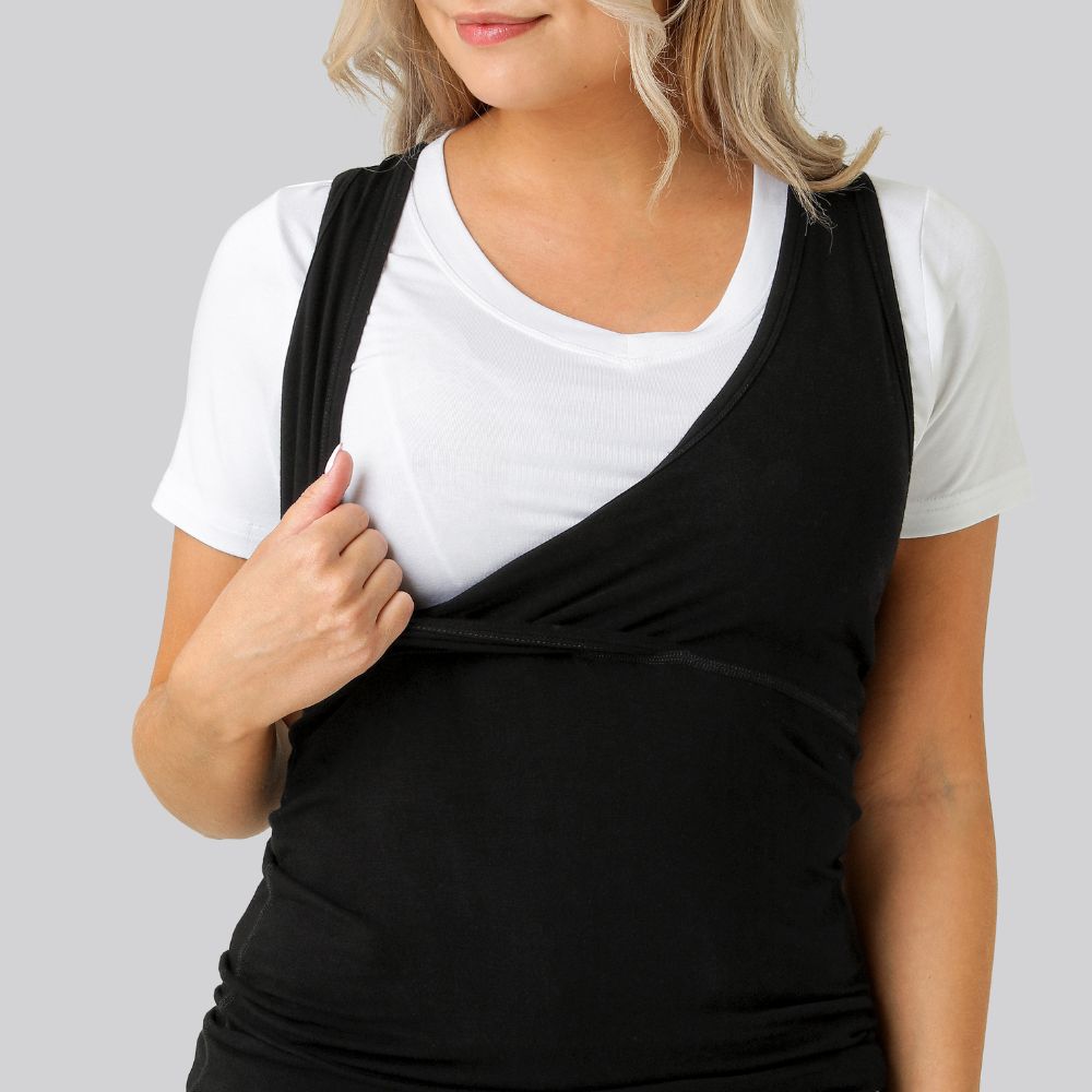 Bamboe top met V-hals in zwart