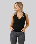 Bamboe top met V-hals in zwart