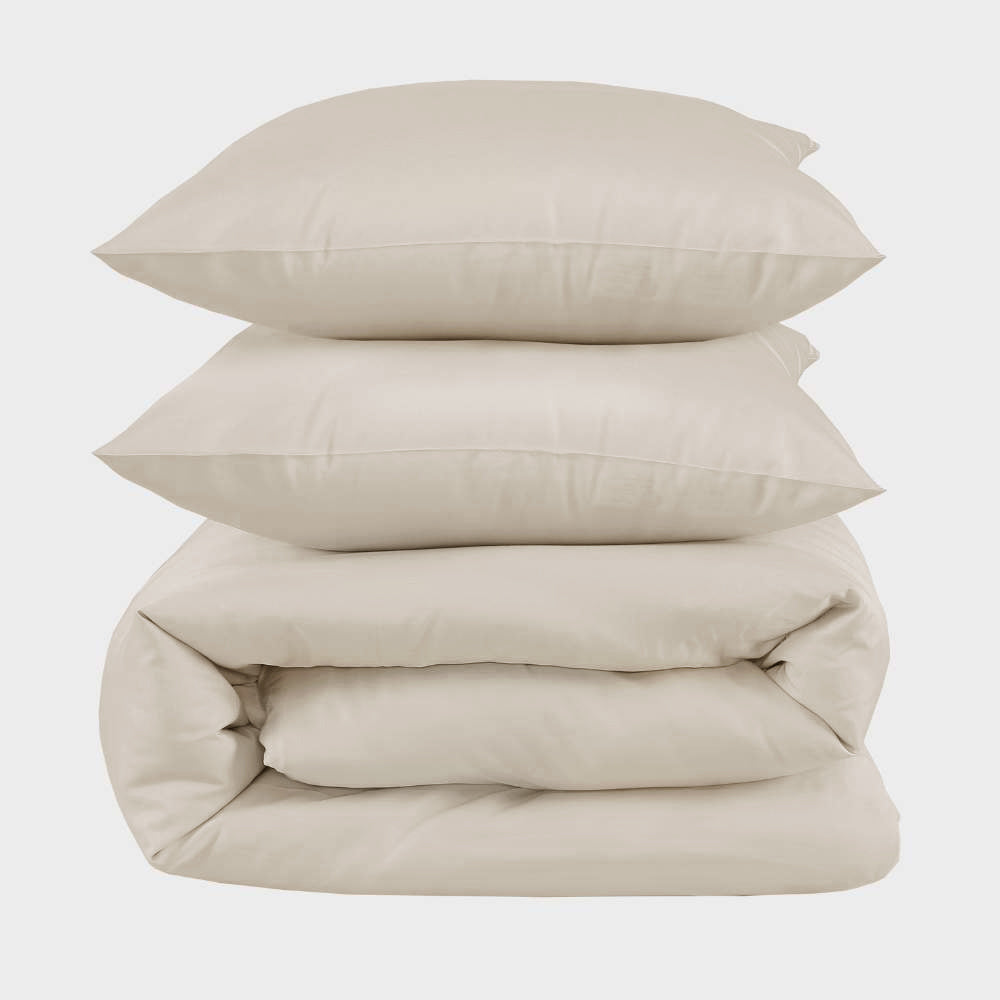 Bamboe tweepersoonsbedlinnen in beige van Bambuni