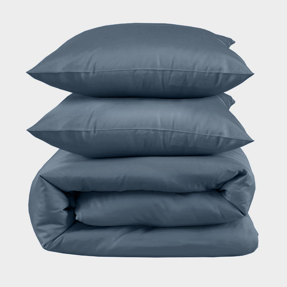 Bamboe tweepersoonsbedlinnen in grijsblauw van Bambuni