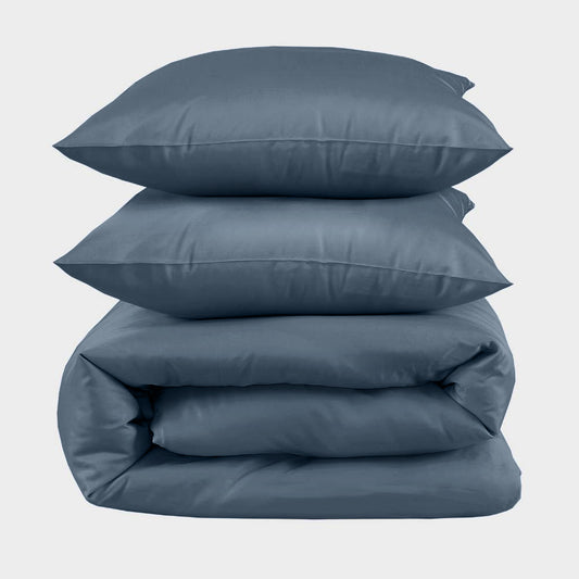 Bamboe tweepersoonsbedlinnen in grijsblauw van Bambuni