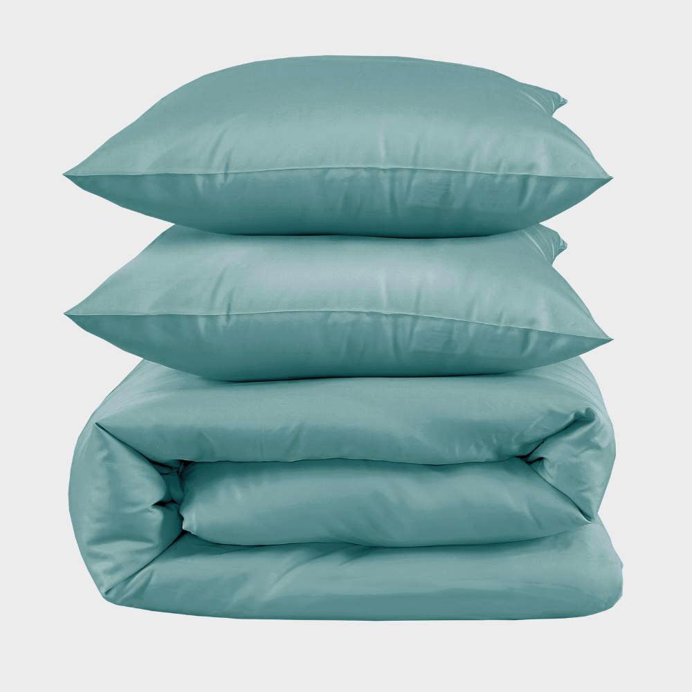 Bamboe tweepersoonsbedlinnen in zeeblauw van Bambuni