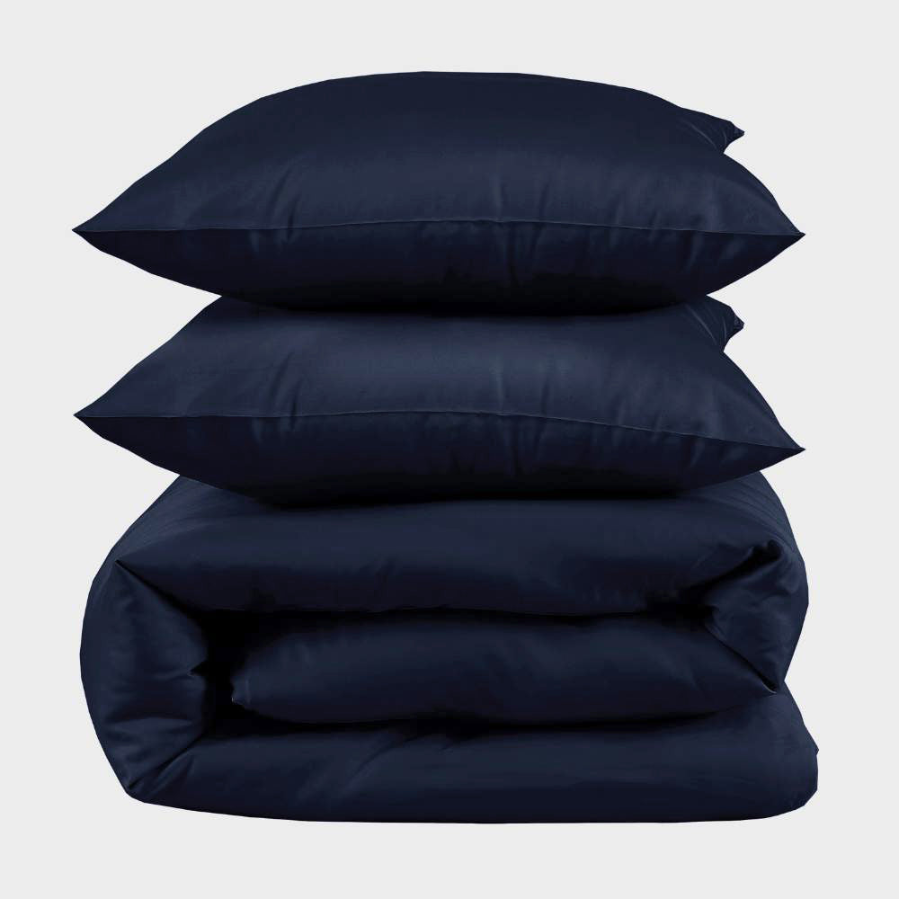 Bamboe tweepersoonsbedlinnen in marineblauw van Bambuni