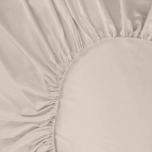 Bamboe hoeslaken in beige