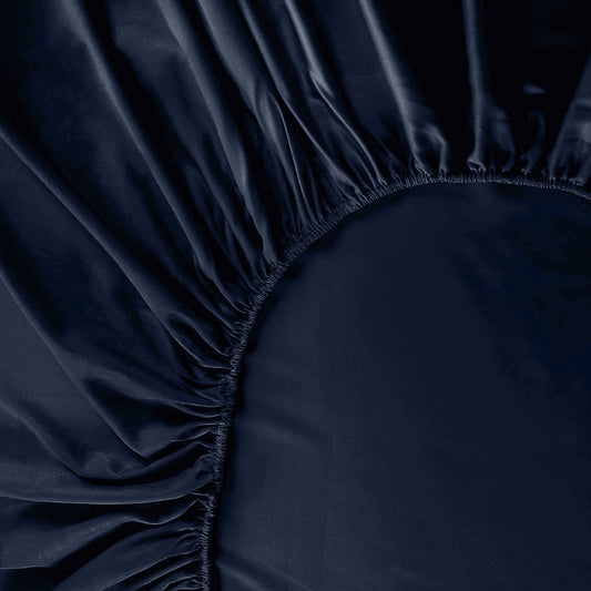 Bamboe hoeslaken in marineblauw