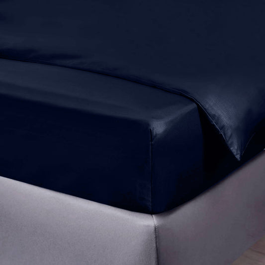 Bamboe hoeslaken in marineblauw