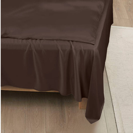 Bamboe plat laken in kastanjebruine kleur