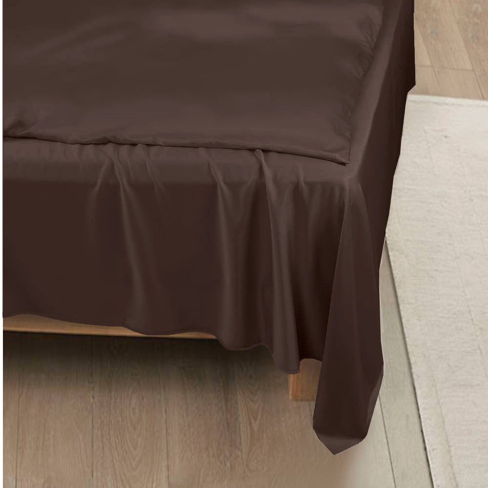 Bamboe plat laken in kastanjebruine kleur