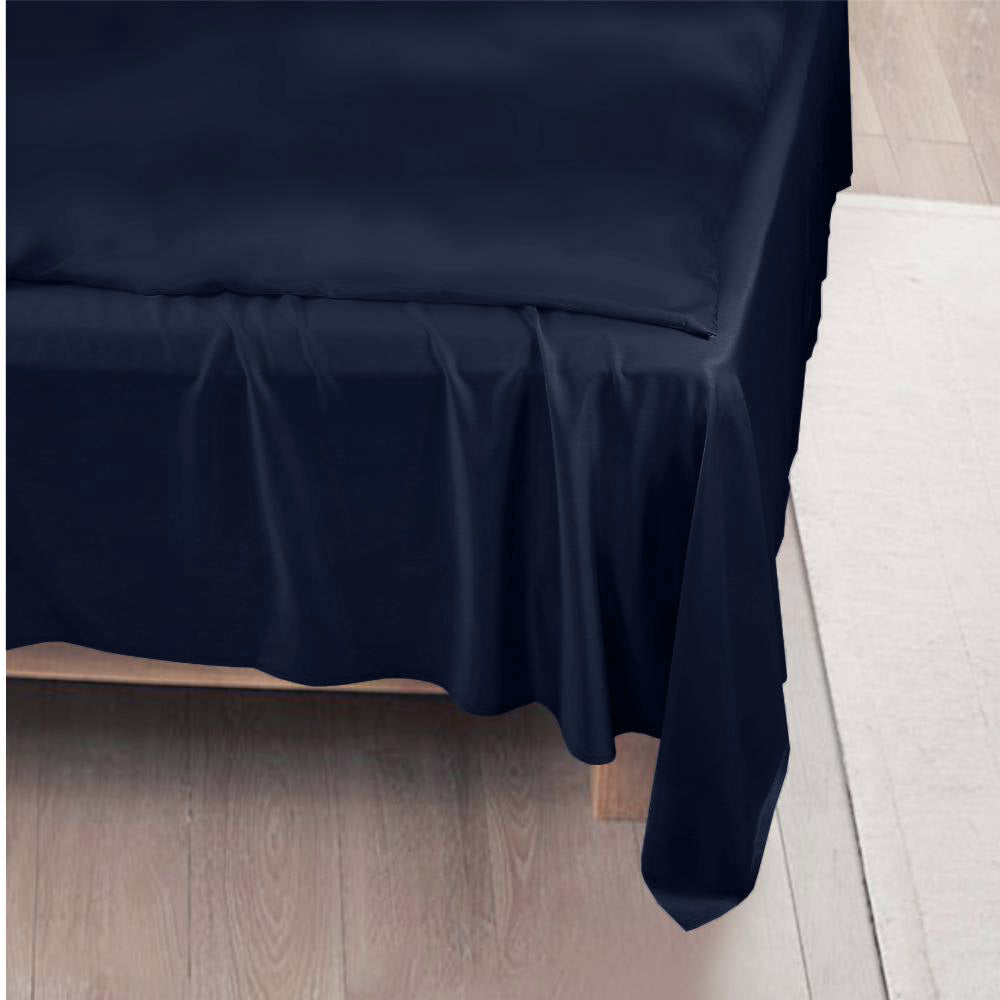 Bamboe hoeslaken in marineblauw