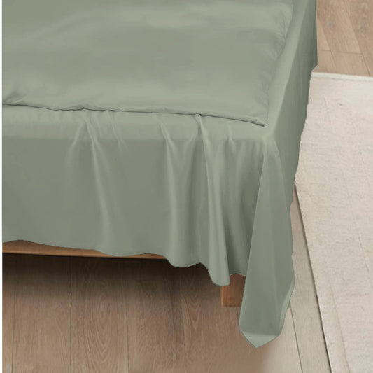 Bamboe plat laken in olijfgroen