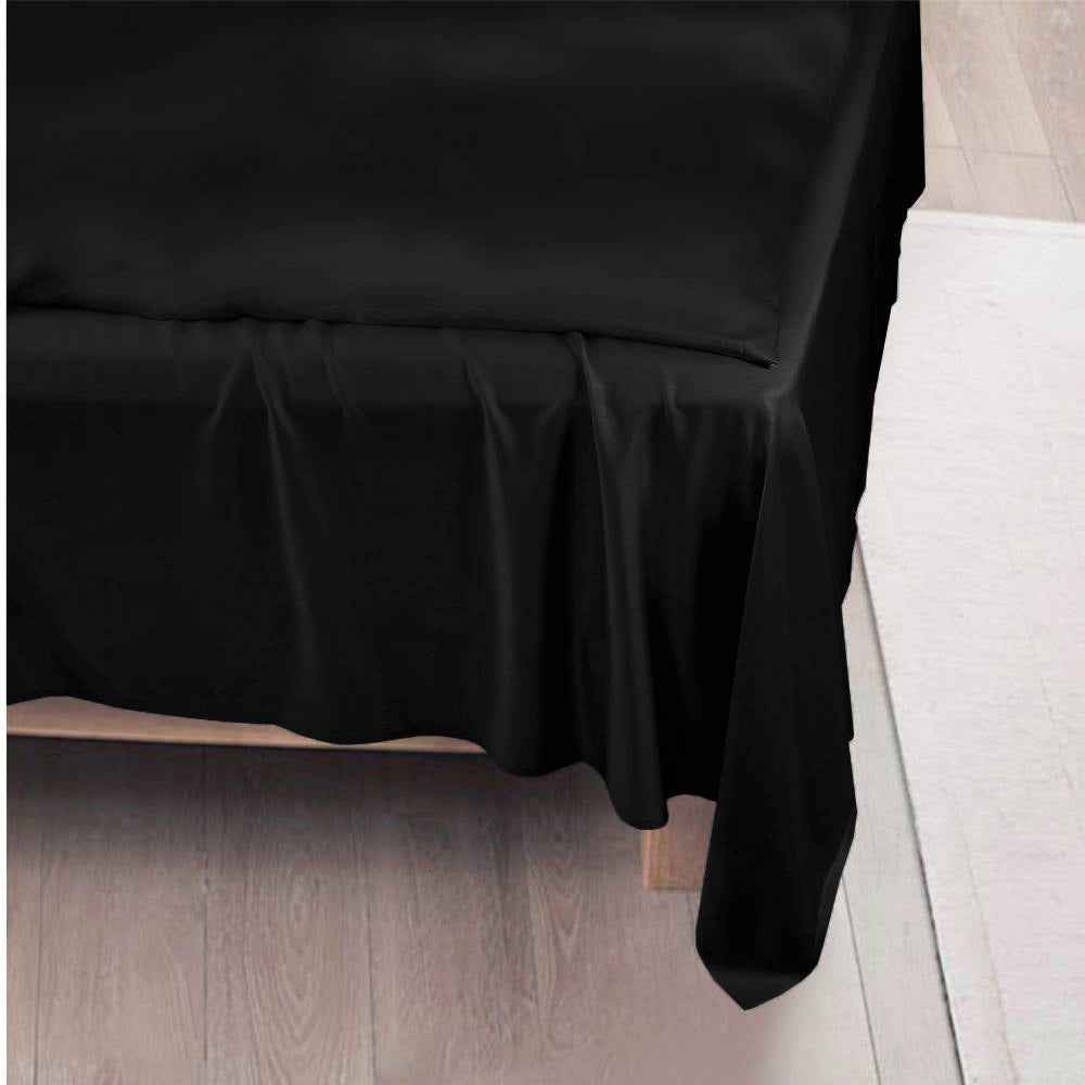 Bamboe plat laken in zwart