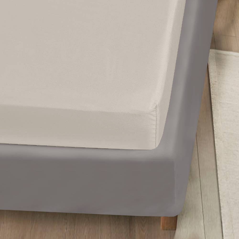 Bamboe hoeslaken in beige