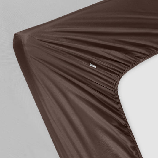 Bamboe hoeslaken in kastanjebruin