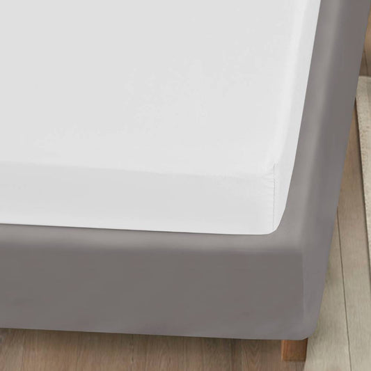 Bamboe hoeslaken in wit