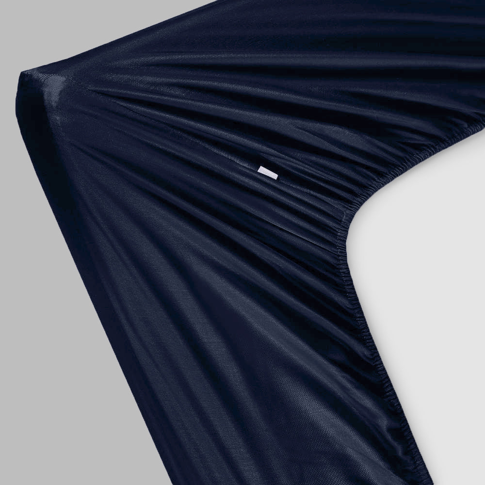 Bamboe hoeslaken in marineblauw