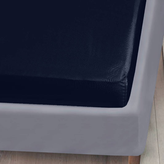 Bamboe hoeslaken in marineblauw