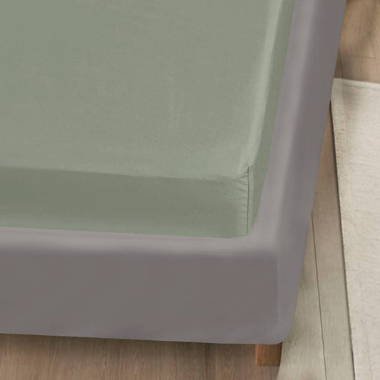 Bamboe hoeslaken in olijfgroen