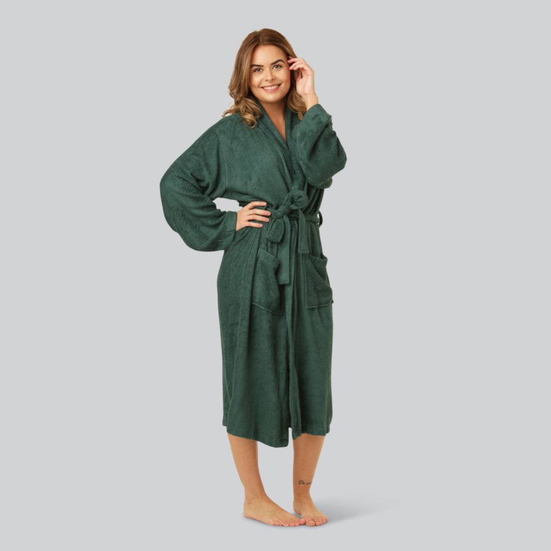 Bamboe badjas in groen voor dames