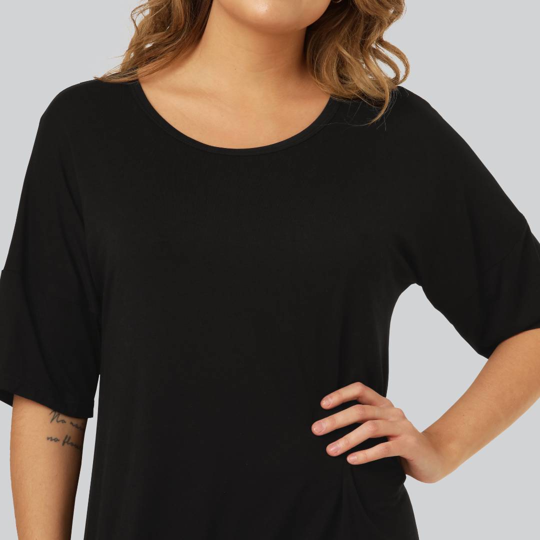 Bamboe nachthemd in zwart voor dames