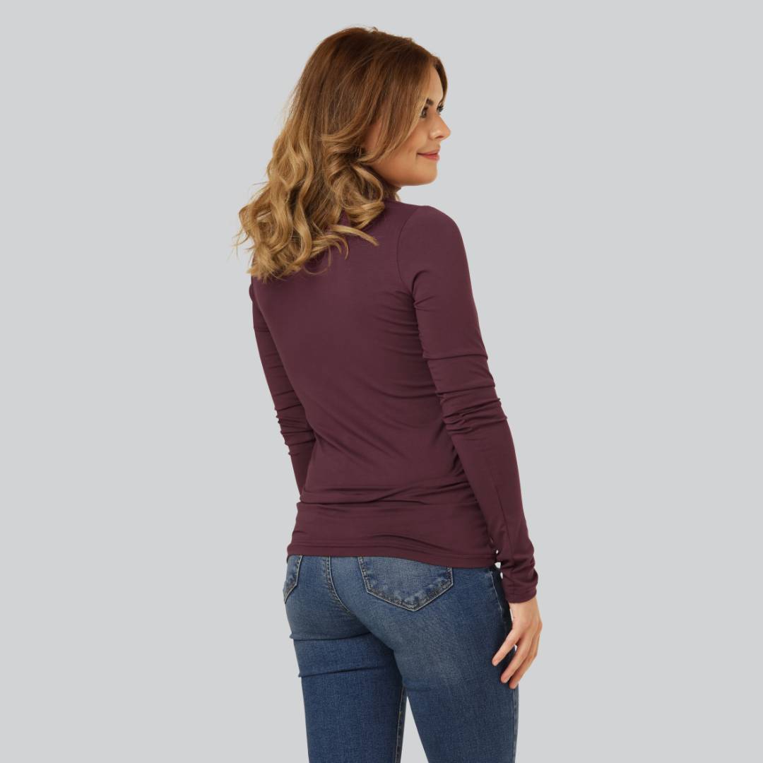 Bamboe coltrui in bordeauxrood voor dames