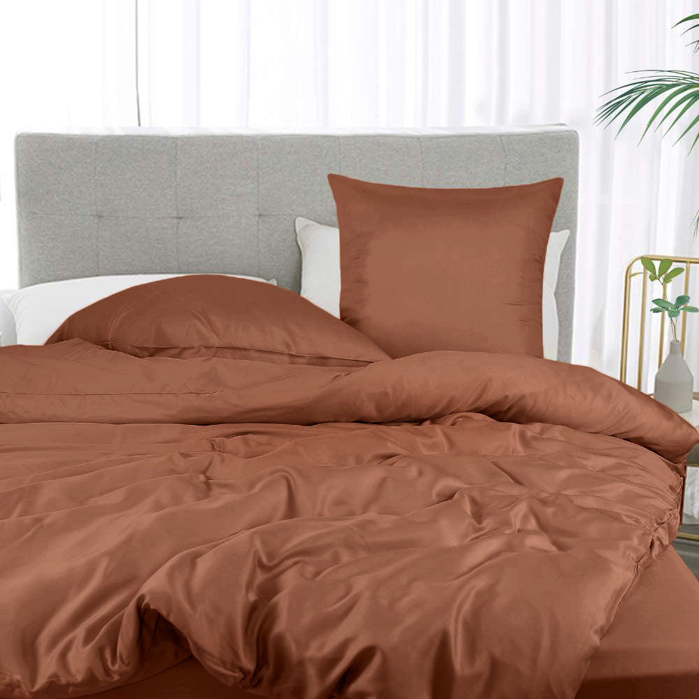 Bamboe beddengoed in een warme oranje tint van Bambuni