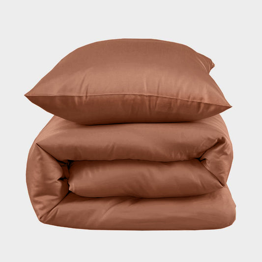 Bamboe beddengoed in een warme oranje tint van Bambuni