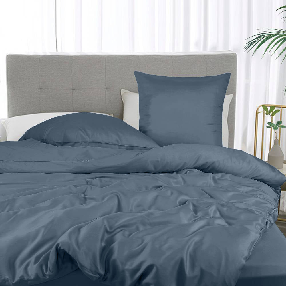 Bamboe beddengoed in grijsblauw van Bambuni