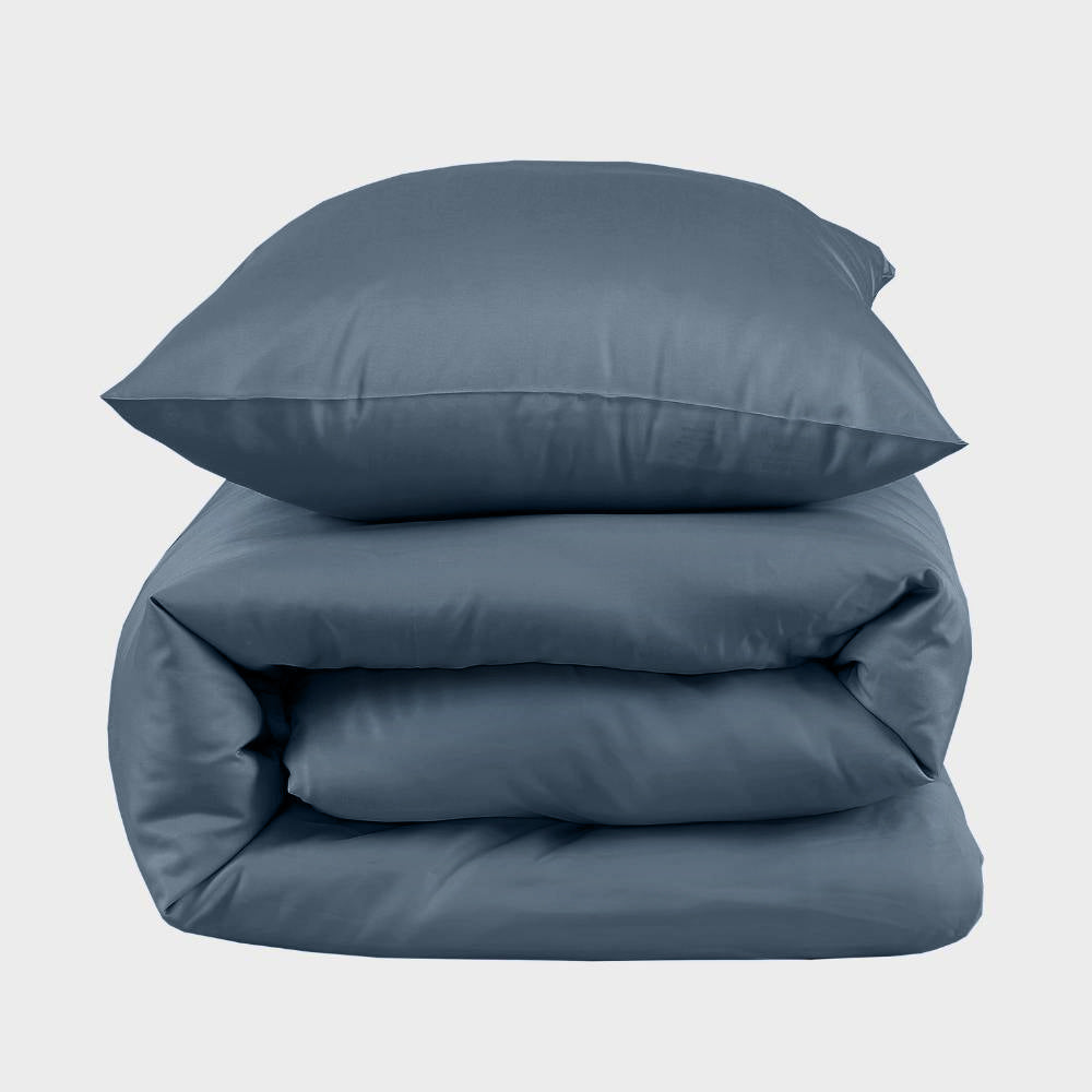 Bamboe beddengoed in grijsblauw van Bambuni