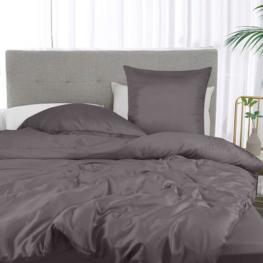 Bamboe beddengoed in antracietgrijs van Bambuni