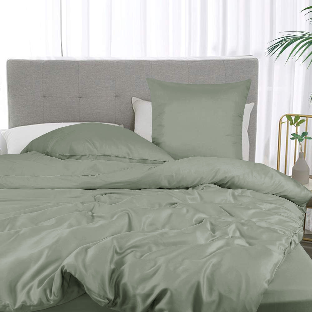 Bamboe beddengoed in olijfkleur van Bambuni