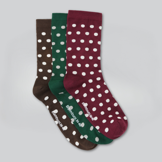 Bamboe sokken met stippen, set van 3 stuks, voor dames