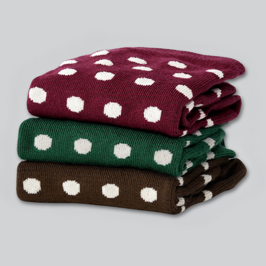 Bamboe sokken met stippen, set van 3 stuks, voor dames