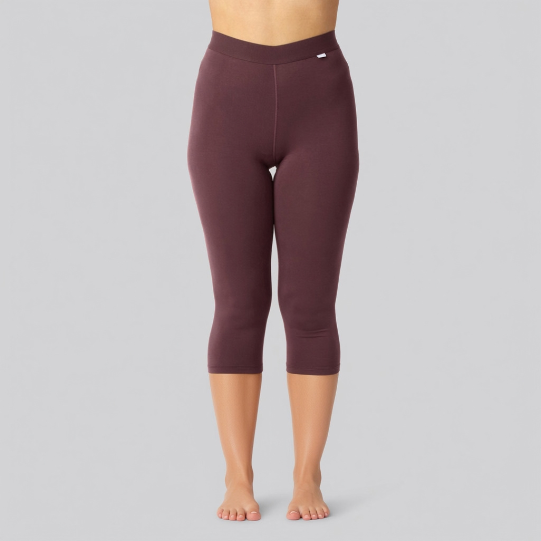 Bambus 3/4 leggings bordeaux  m. bordeaux elastik damer
