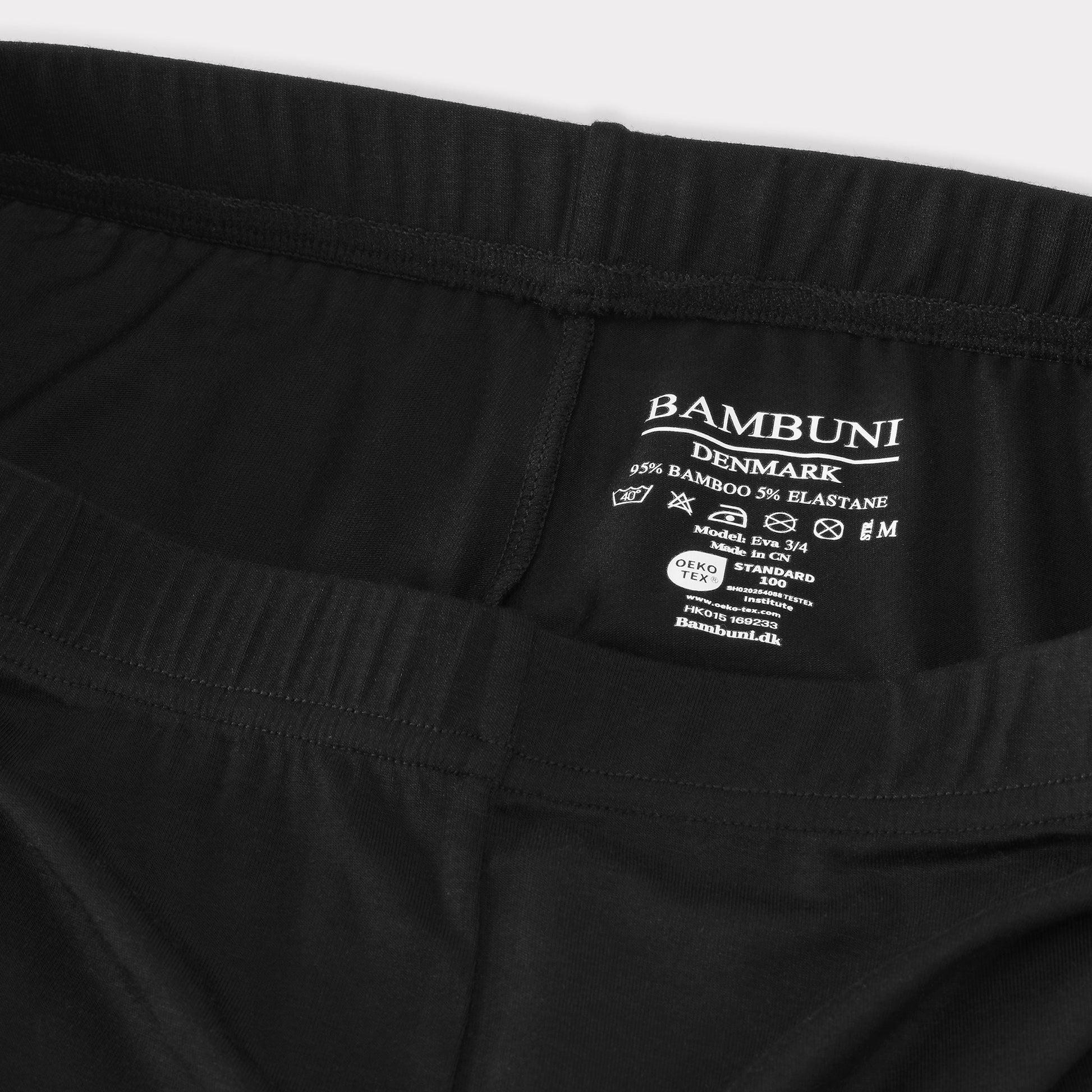 Bamboe 3/4 legging met verborgen elastiek in zwart voor dames