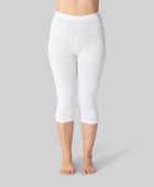 Bamboe 3/4 legging met verborgen elastiek in wit voor dames