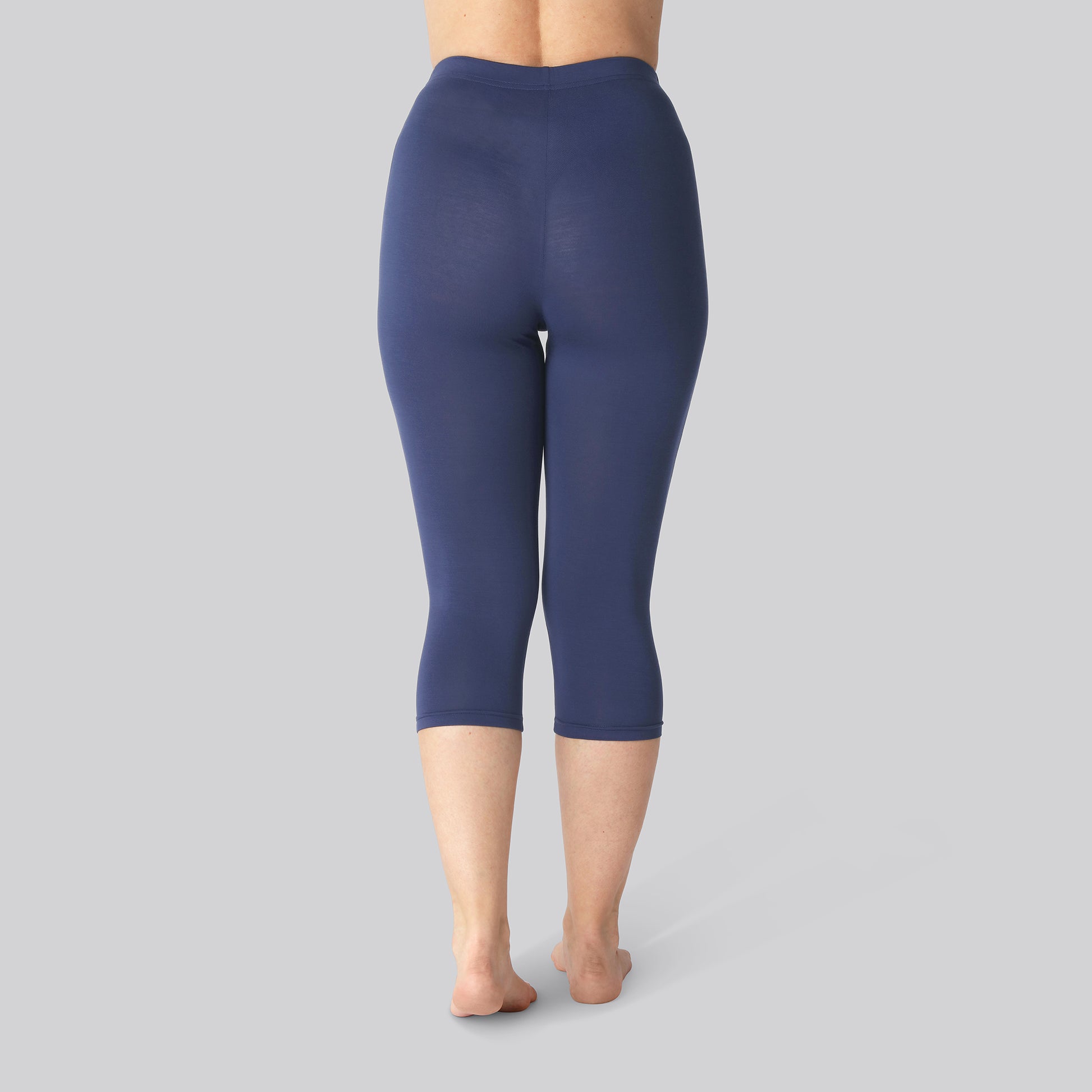 Bamboe 3/4 legging met verborgen elastiek in marineblauw voor dames