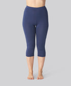 Bamboe 3/4 legging met verborgen elastiek in marineblauw voor dames