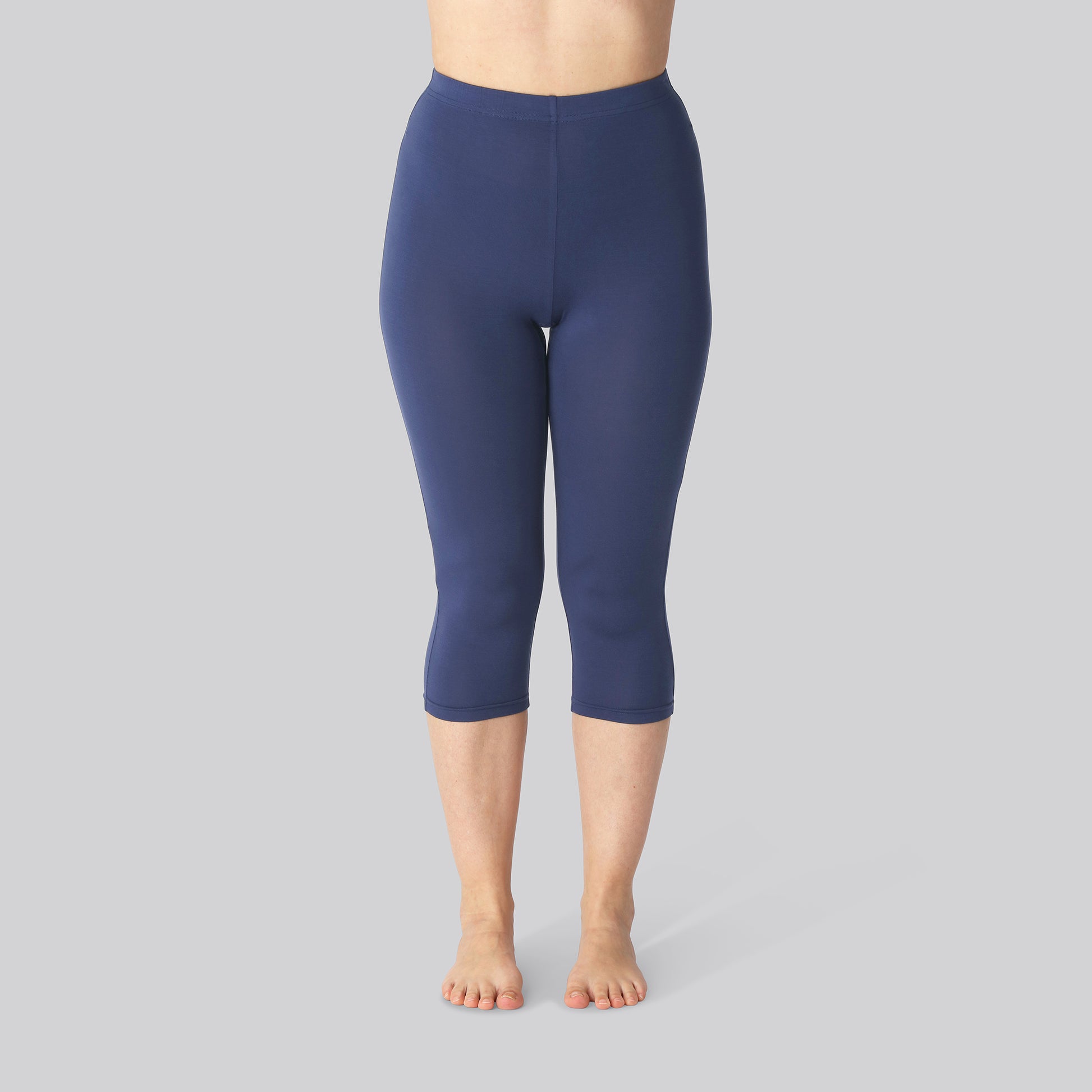 Bamboe 3/4 legging met verborgen elastiek in marineblauw voor dames