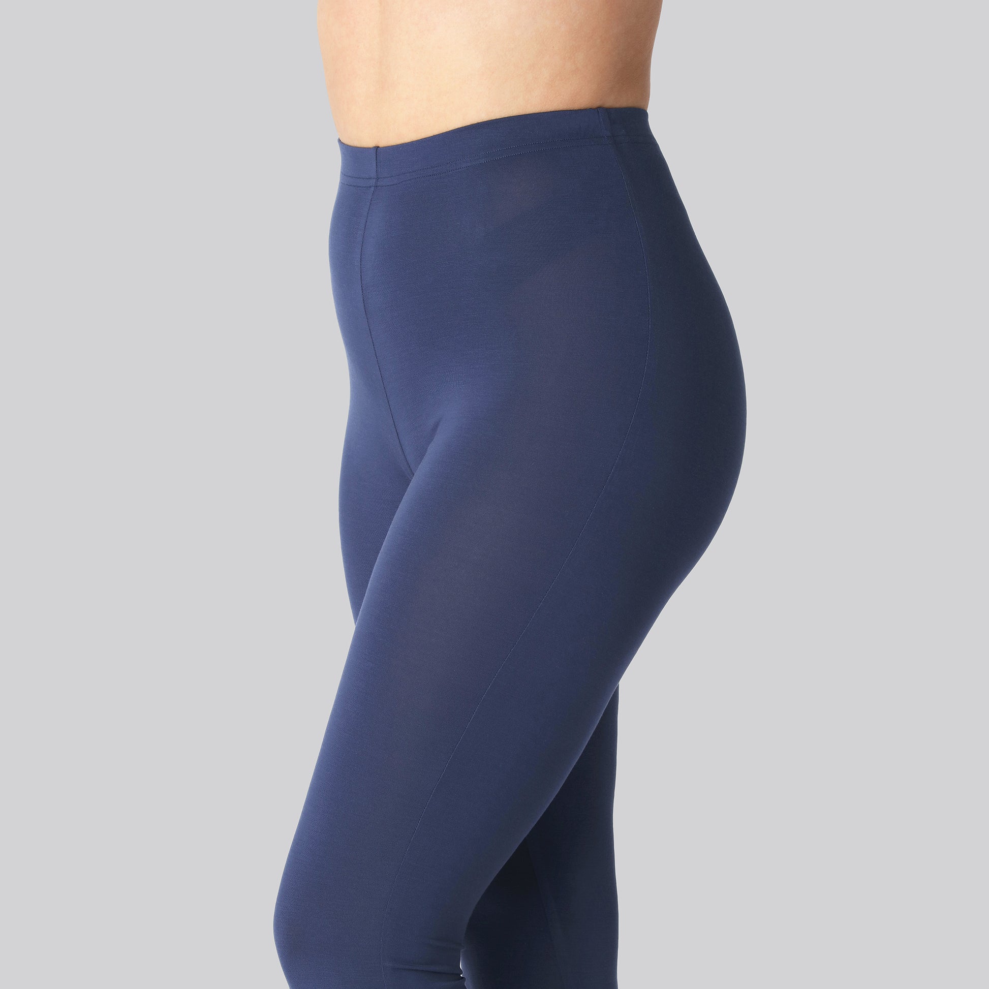 Bamboe 3/4 legging met verborgen elastiek in marineblauw voor dames