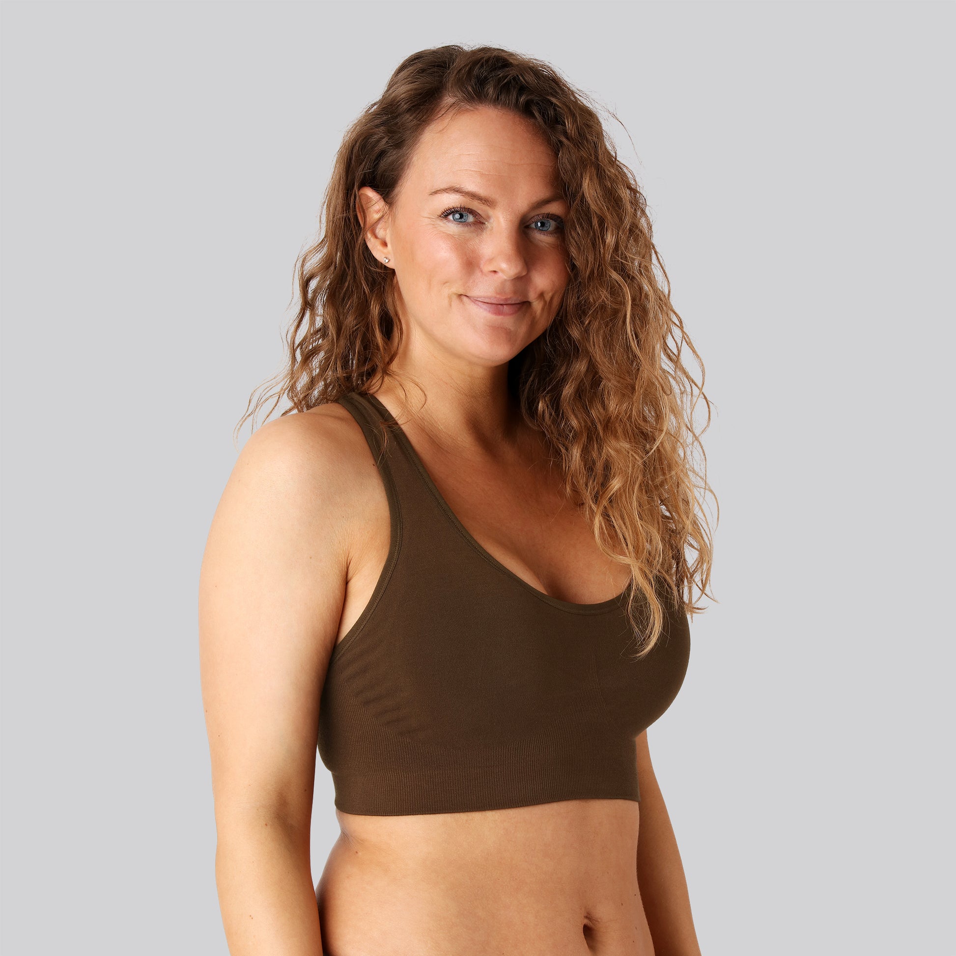Bambus BH top i brun til dame